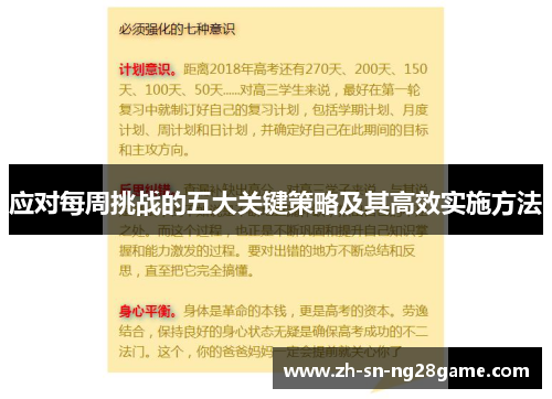 应对每周挑战的五大关键策略及其高效实施方法